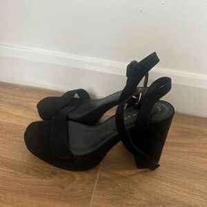 New Look Black Suede Block Heels